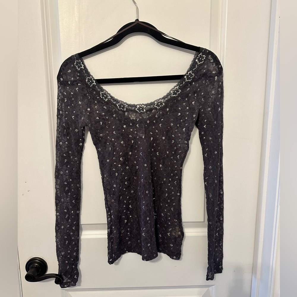 Free people sheer lace shirt